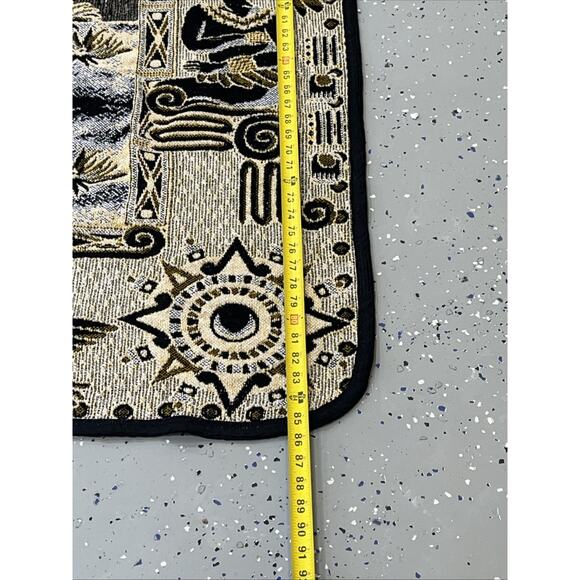 Tlaxcala Textiles Mayan Warrior Princess Blanket Yellow/Black 85 1/2” X 81” In. - Picture 9 of 10